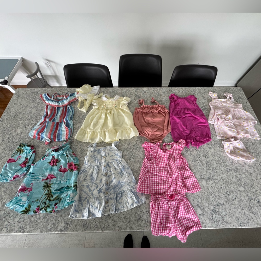 Colorful Baby Girl Romper/ Dress 12 Month Bundle